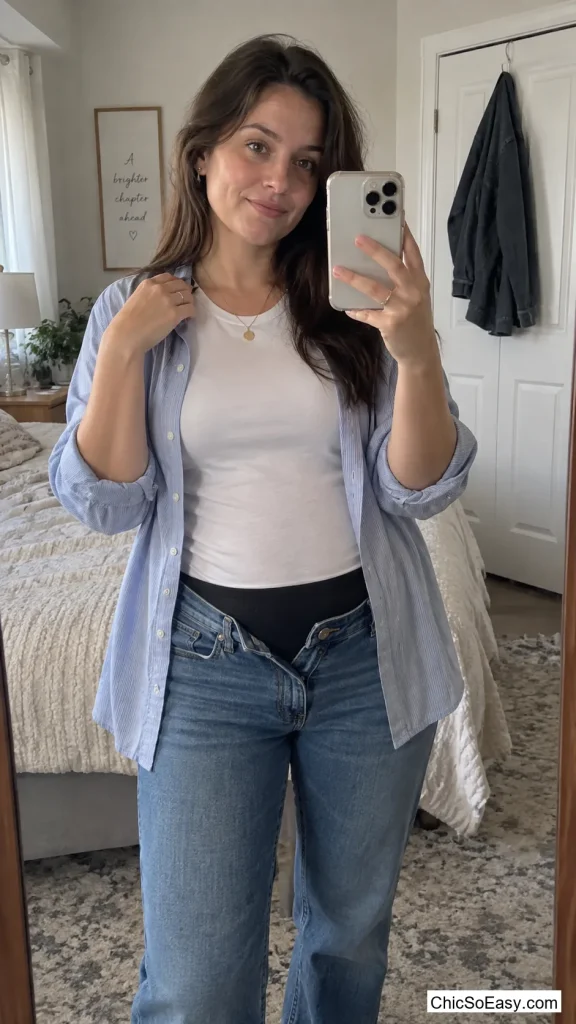A Belly Band Under an Open Button-Down