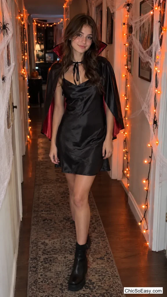 A Popped-Collar Cape Over a Slip Dress