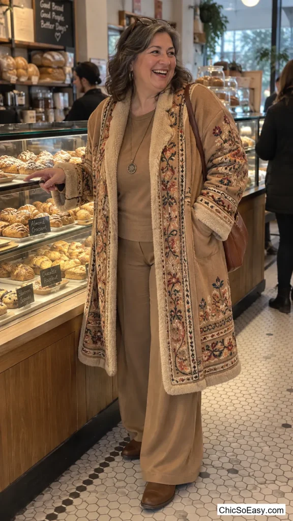 Afghan Coat Over Monochrome Base
