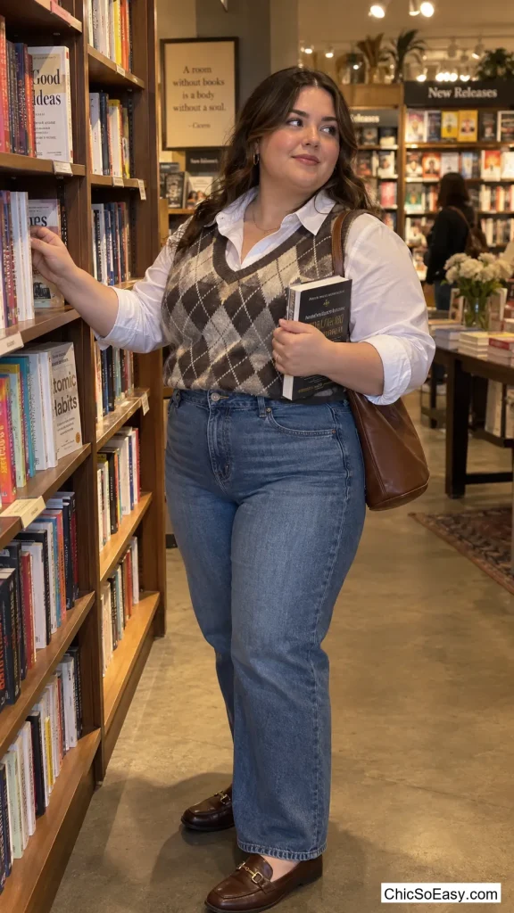 Argyle Vest Over a Collared Shirt
