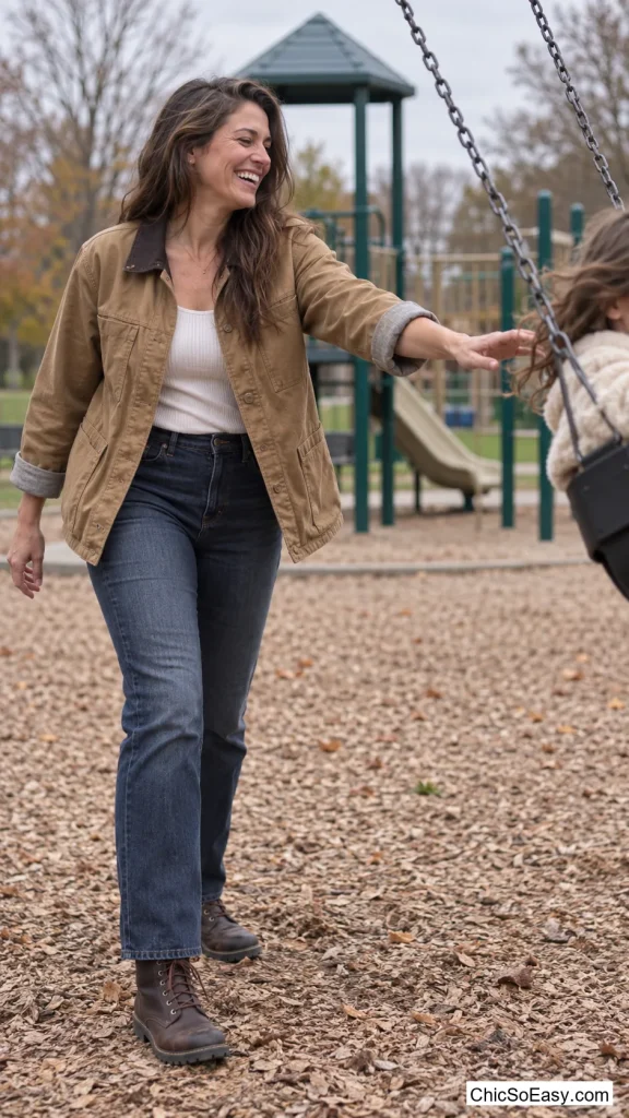 Barn Jacket Over a Ribbed Tank