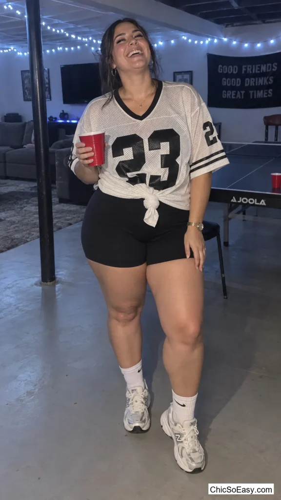 Basketball Jersey Knotted with Bike Shorts