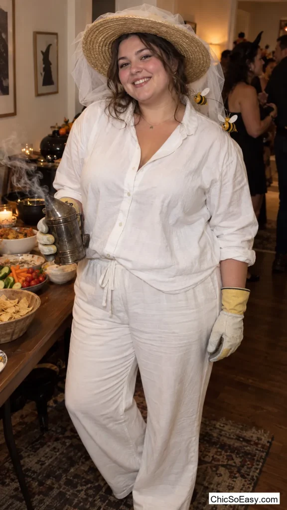 Beekeeper in a Veiled Straw Hat