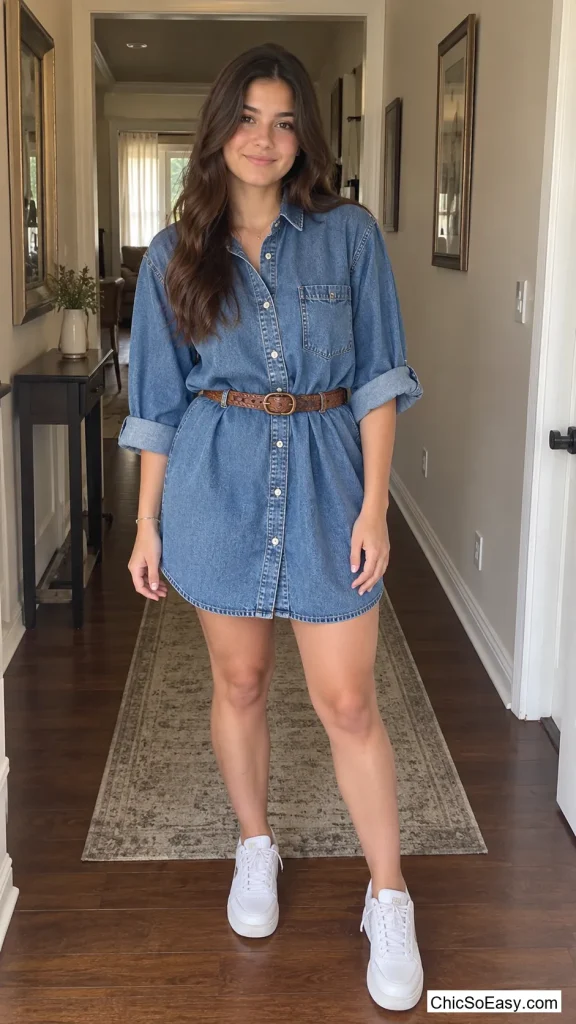 Belted Denim Shirtdress
