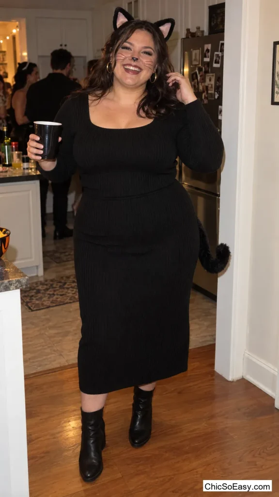 Black Cat in Ribbed Knit
