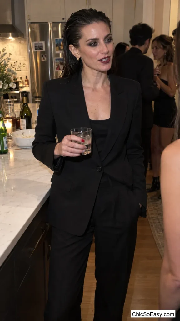 Black Suit and One Red Nail