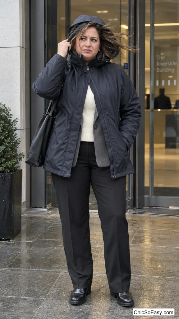 Blazer Under a Hooded Parka