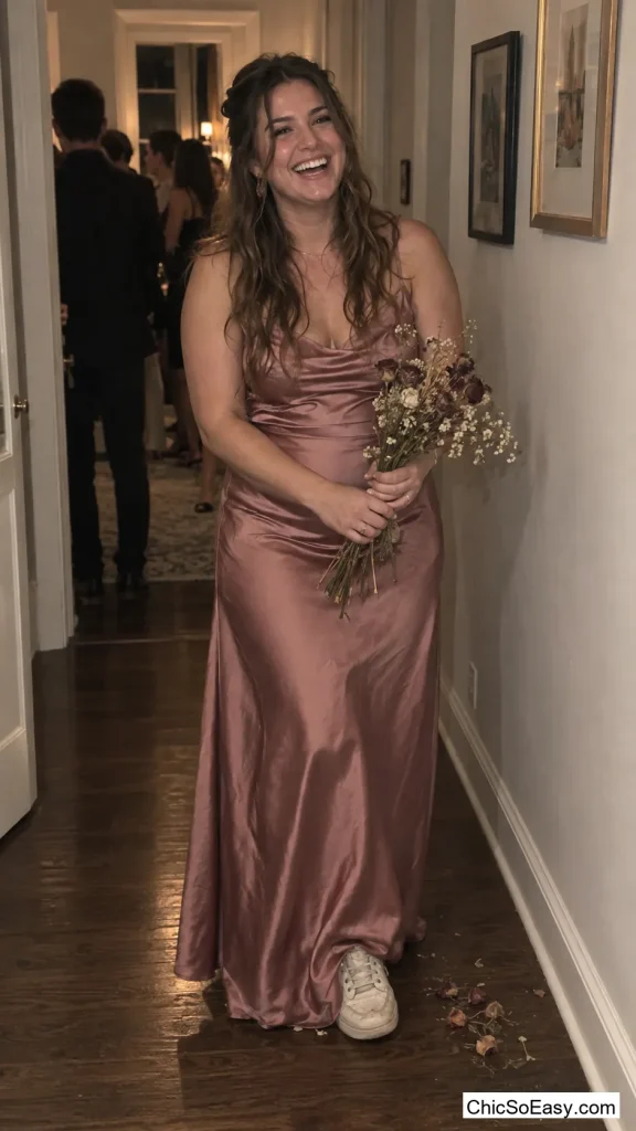Bridesmaid Dress With Dirty Sneakers
