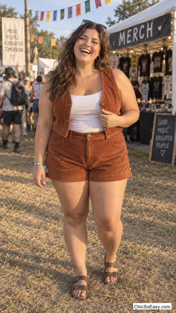 Burnt Orange Corduroy Vest Set