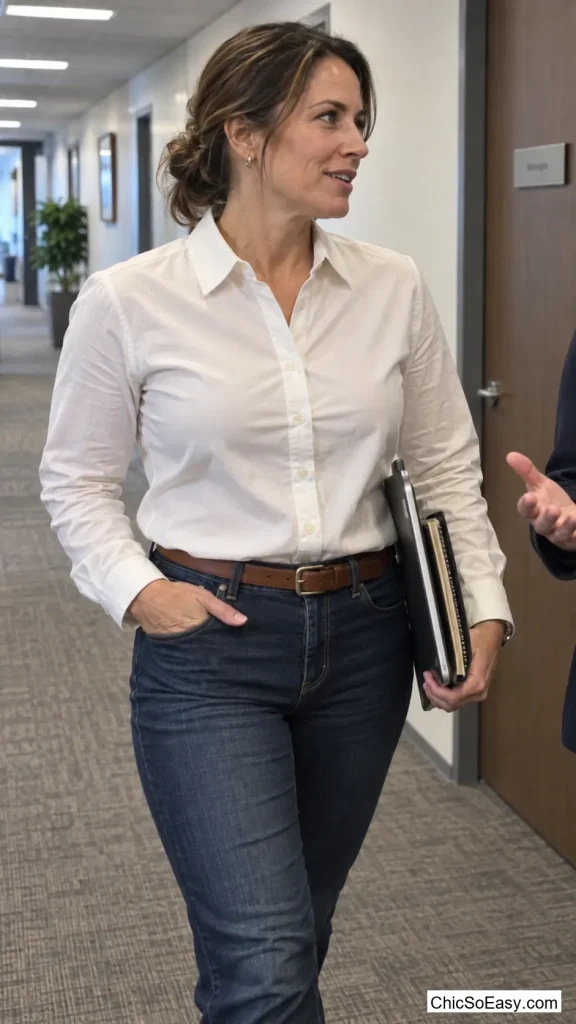 Buttoned to the Collar With Dark Denim