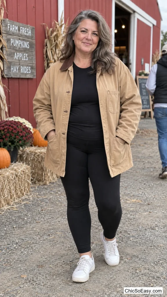 Canvas Barn Coat Over Athleisure