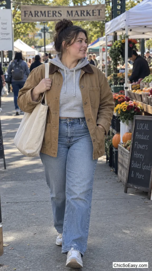 Canvas Chore Coat Over a Hoodie