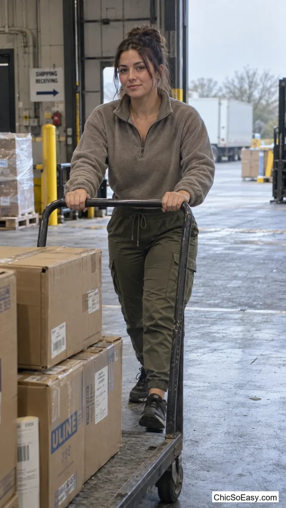 Cargo Joggers With a Cropped Fleece and Slip-Resistant Sneakers