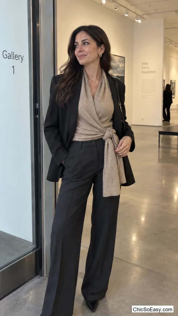 Cashmere Scarf Worn as a Wrap Top