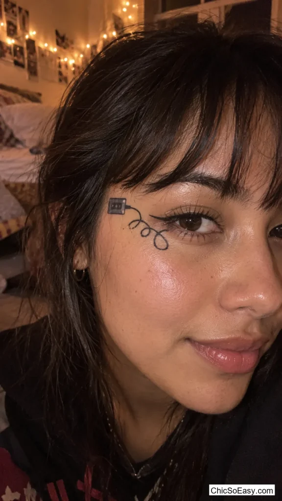 Cassette-Tape Ribbon Wrapped Around One Eye