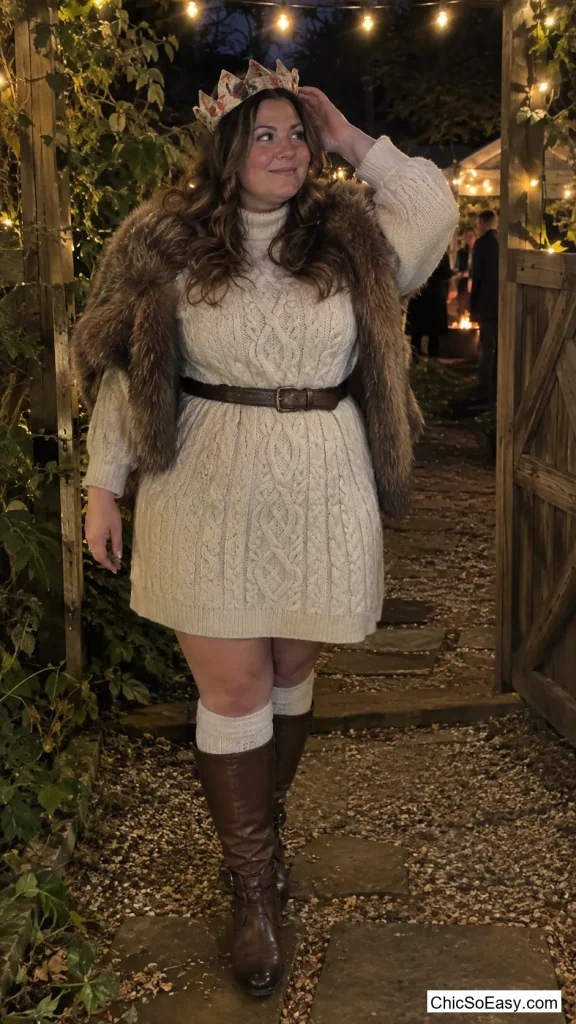 Chunky Cable-Knit Sweater Dress Storybook Queen