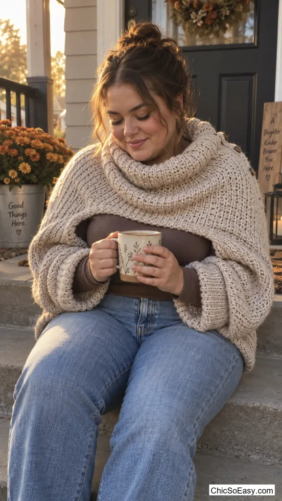 Chunky Cardigan Worn as a Cowl-Neck