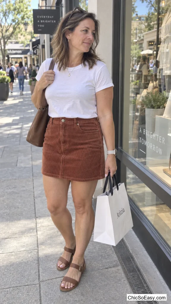 Corduroy Mini Skirt and Cotton Tee
