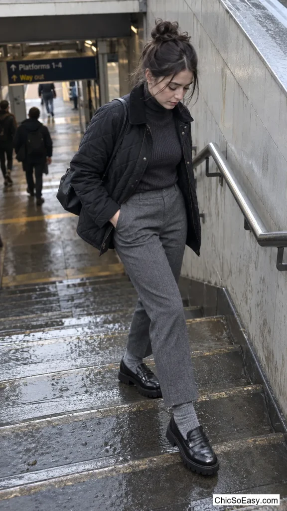 Cropped Wool Trousers With Lug-Sole Loafers