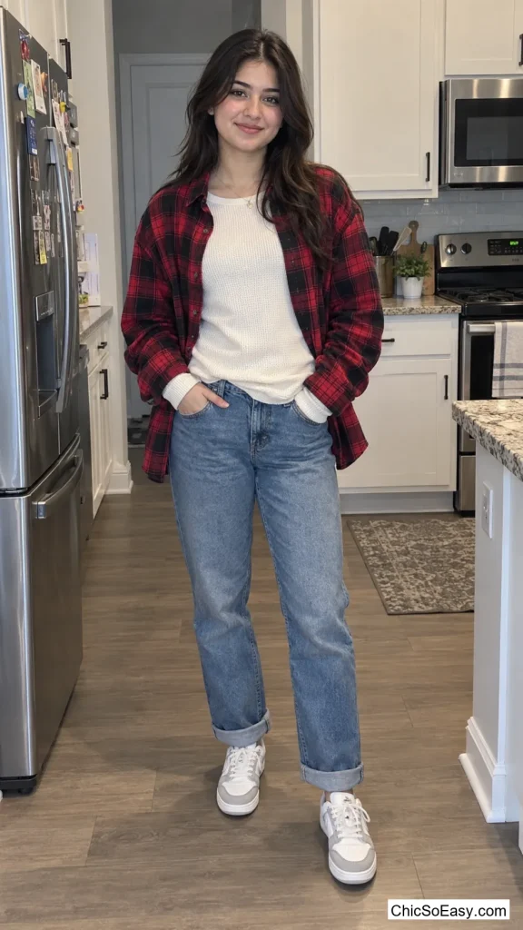 Dad's Flannel Over a Thermal