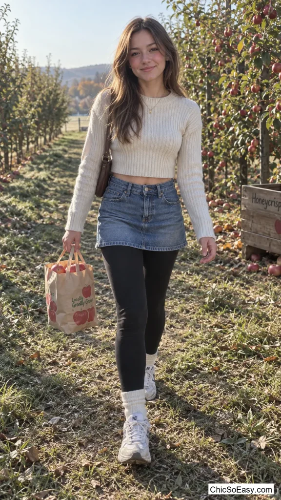 Denim Mini Over Fleece-Lined Leggings