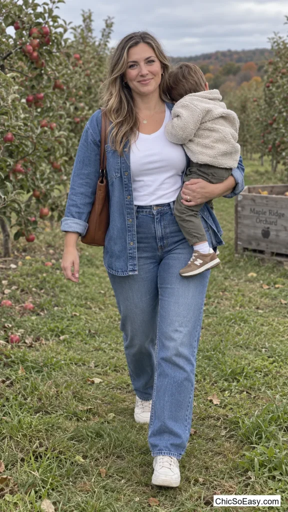 Denim Shacket Over a Tee