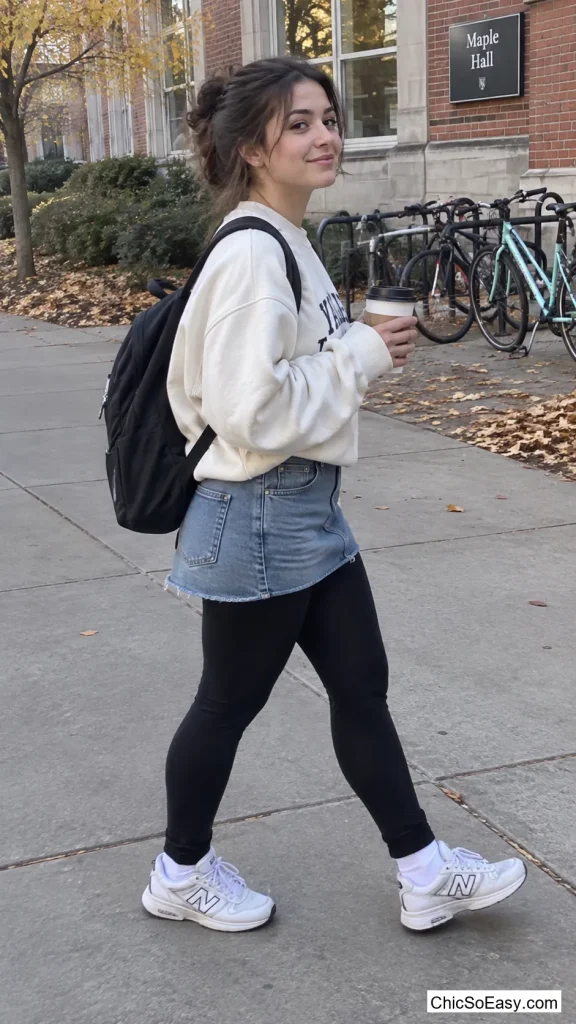 Denim Skirt Over Old Leggings