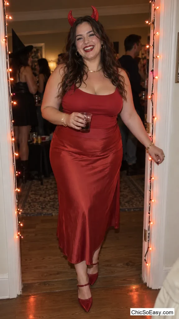 Devil Horns Over Head-to-Toe Red