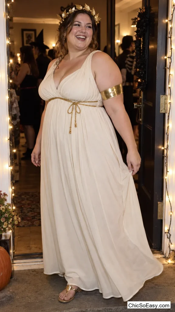 Draped Column Goddess in White