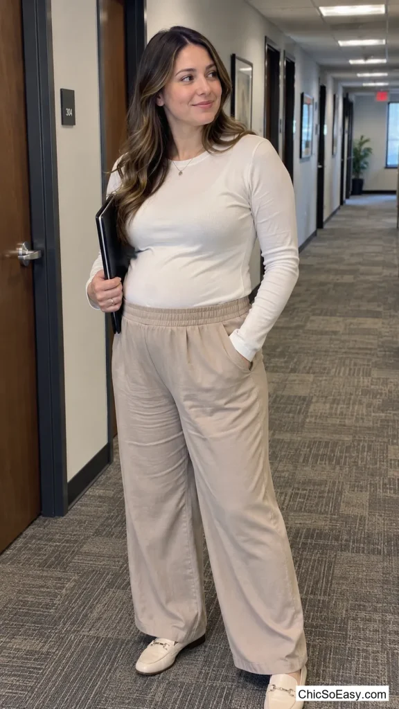 Elastic-Waist Trousers and a Long-Sleeve Tee