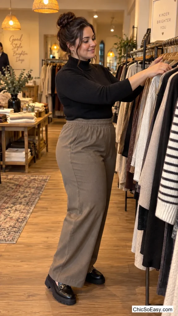 Elastic-Waist Trousers in Brushed Twill