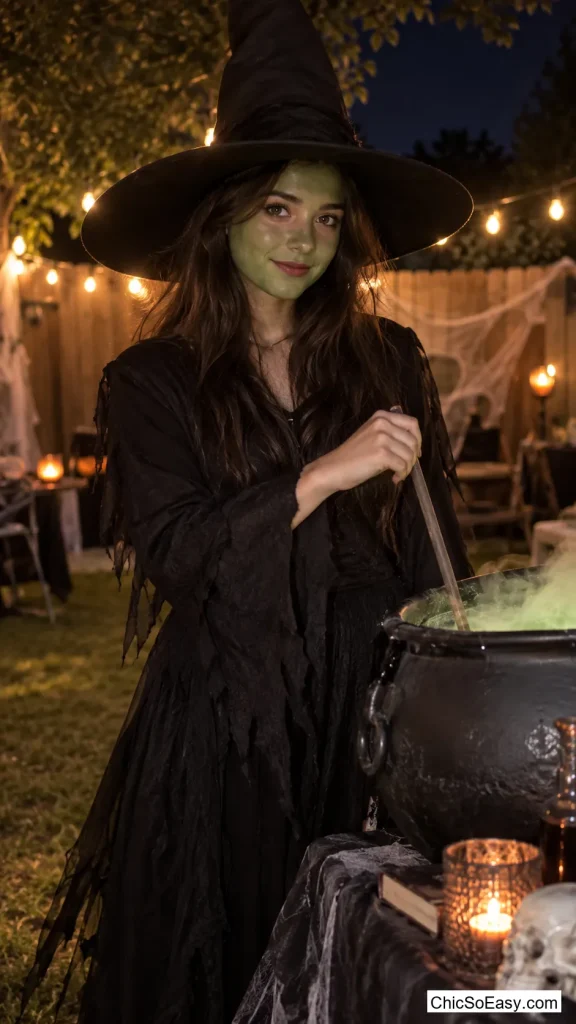 Emerald Face Paint Under a Wide-Brimmed Black Hat
