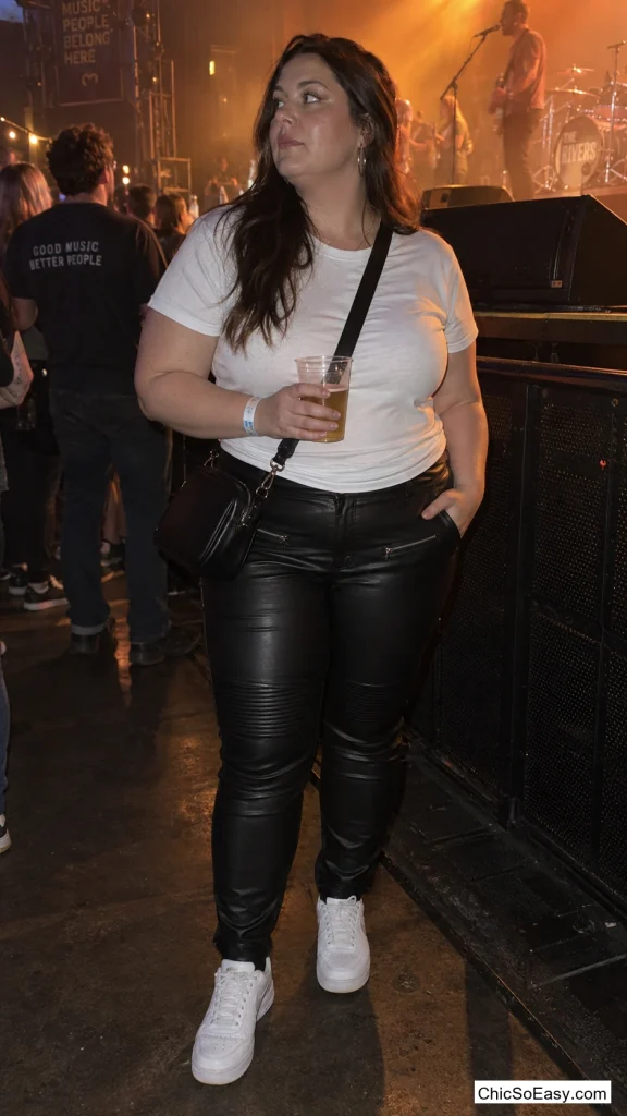 Faux Leather Moto Pants with a Plain White Tee