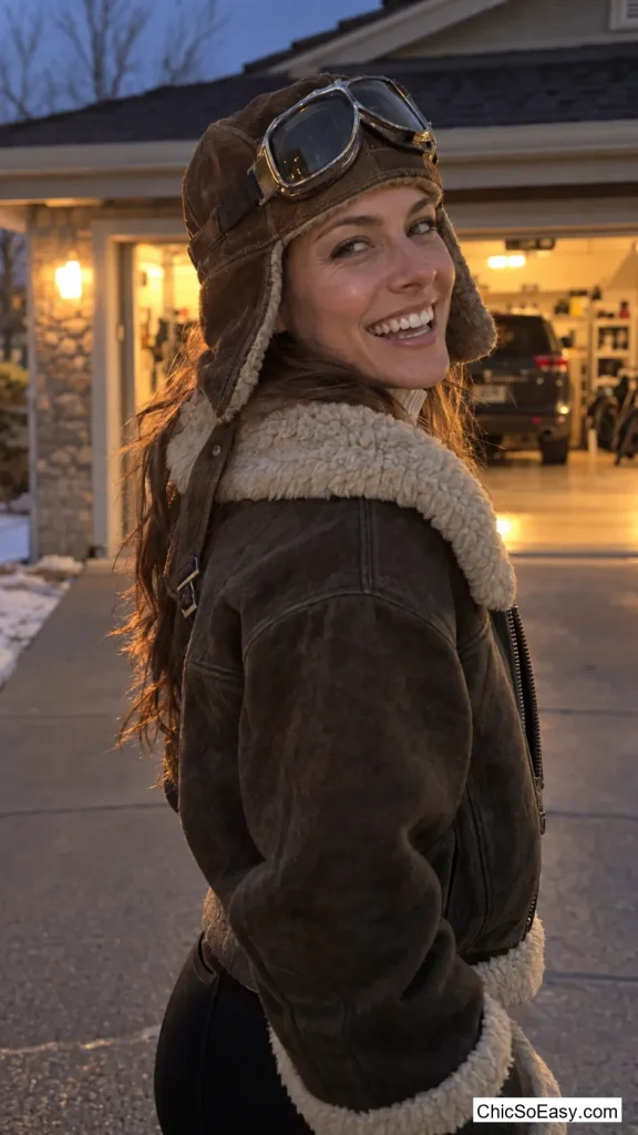 Faux-Shearling Bomber Jacket Aviator