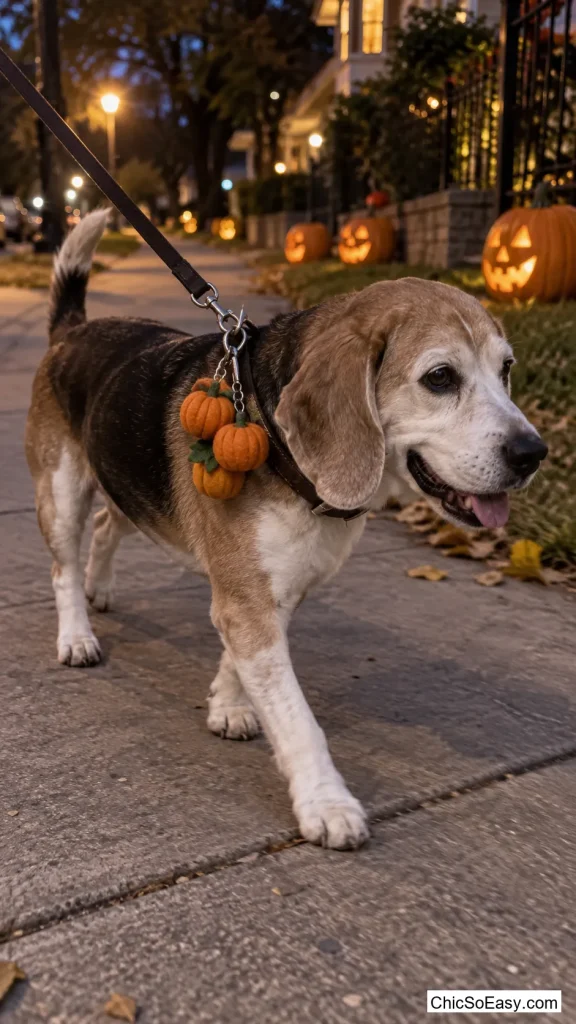Felt Pumpkin Patch Clipped to the Leash D-Ring