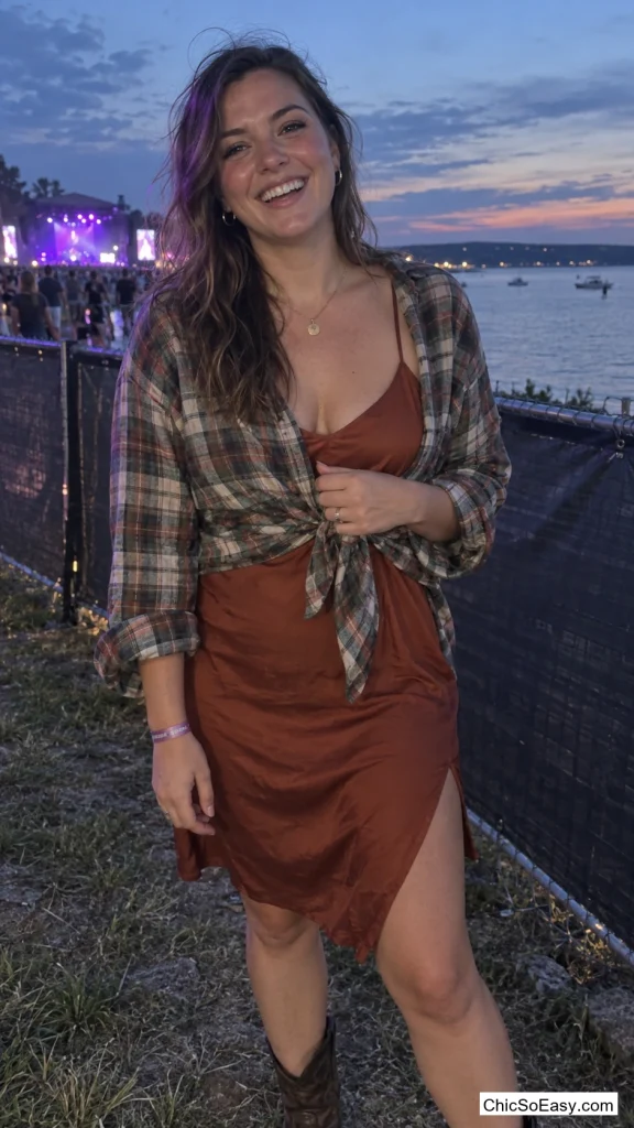 Flannel Knotted Over Slip Dress
