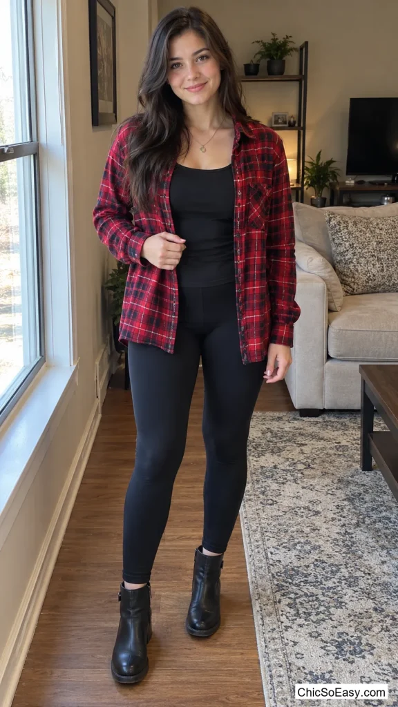 Flannel Over Leggings