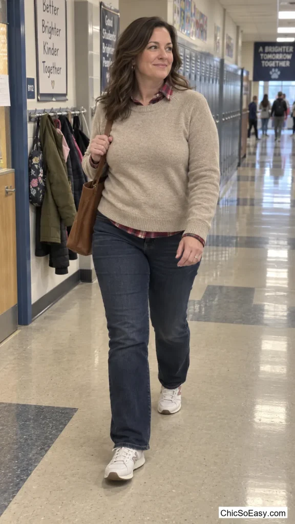 Flannel Shirt Hidden Under a Crewneck
