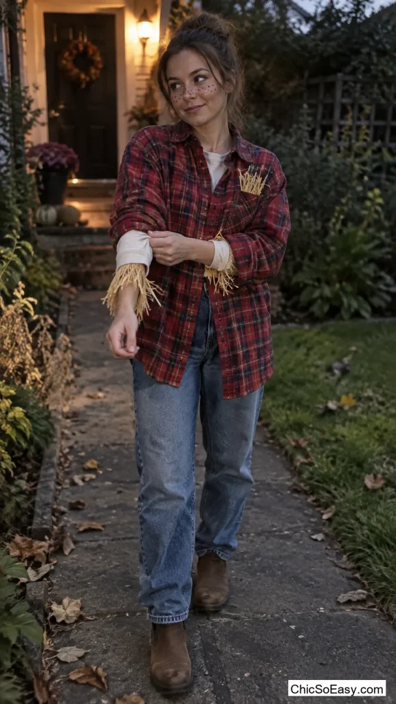 Flannel Shirt With Straw Pockets