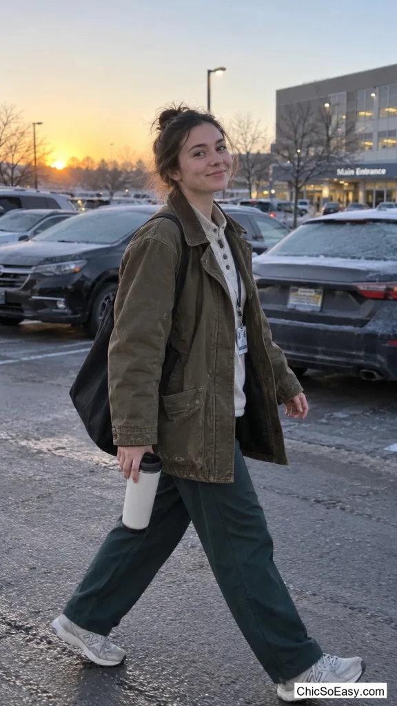 Fleece-Lined Henley Under a Barn Coat