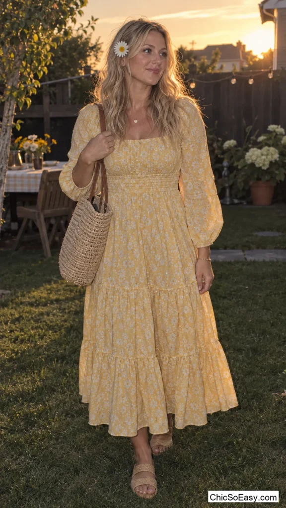 Golden Girl Next Door in a Yellow Sundress