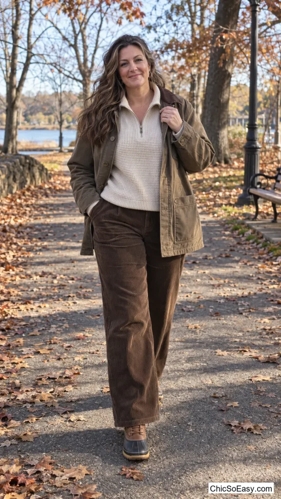 Half-Zip Pullover Under a Barn Coat