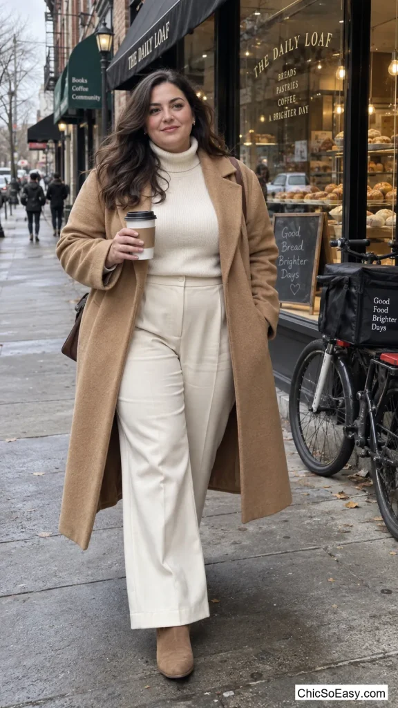 Head-to-Toe Cream With a Camel Coat