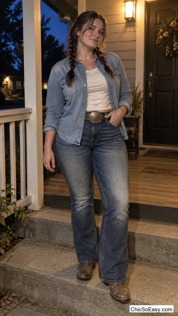 Head-to-Toe Denim and a Belt Buckle