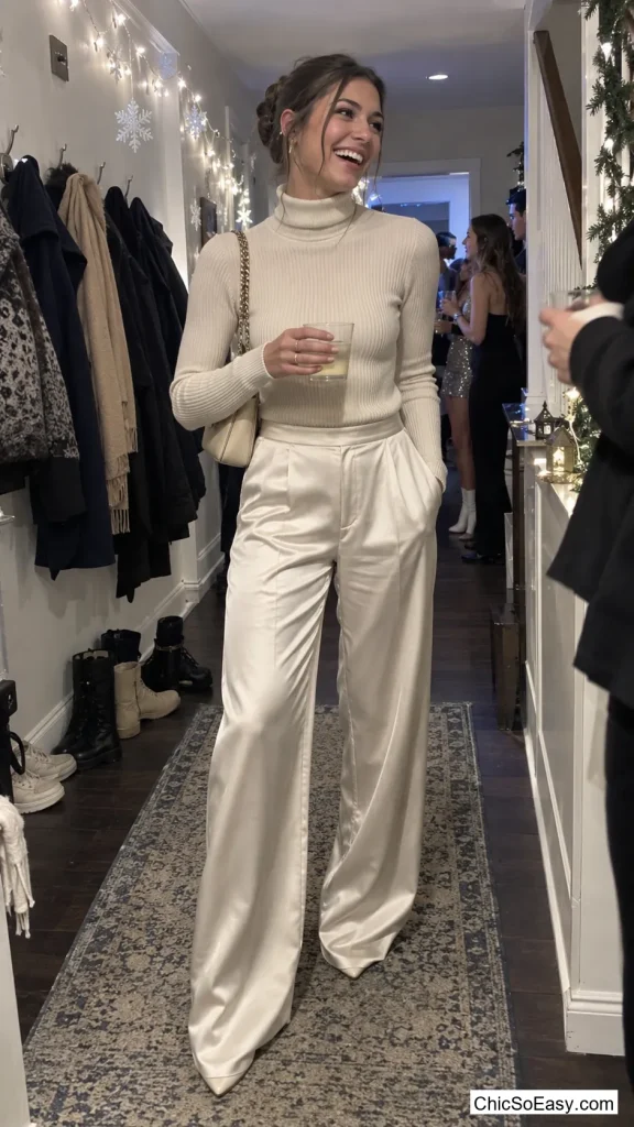 Head-to-Toe Ivory in a Turtleneck and Trouser Set