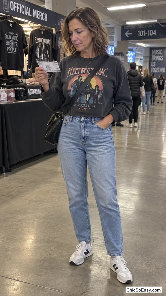 High-Waisted Mom Jeans With a Cropped Graphic Sweatshirt