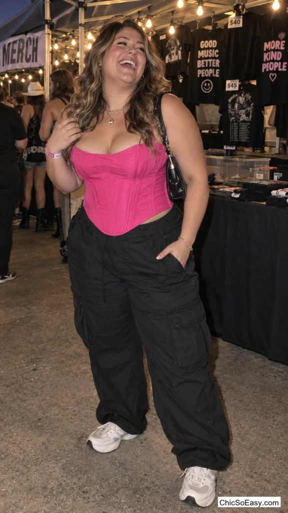Hot Pink Corset and Cargo Pants