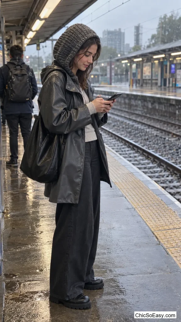 Knit Hood With a Rubberized Raincoat