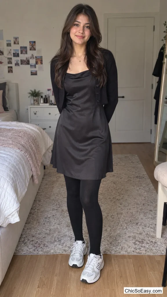 Leggings Under a Slip Dress