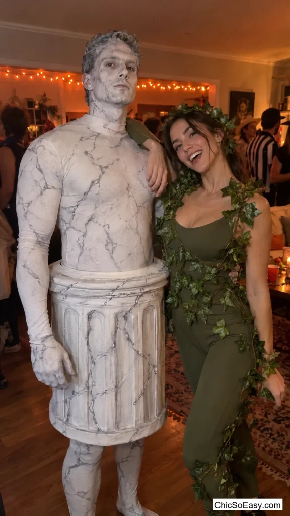 Marble Bust and Creeping Ivy